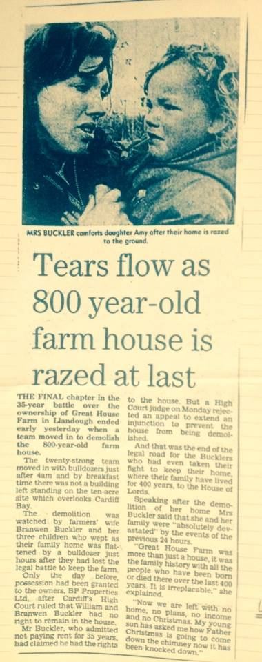 “Tears flow as 800 year-old farm house is razed at last”